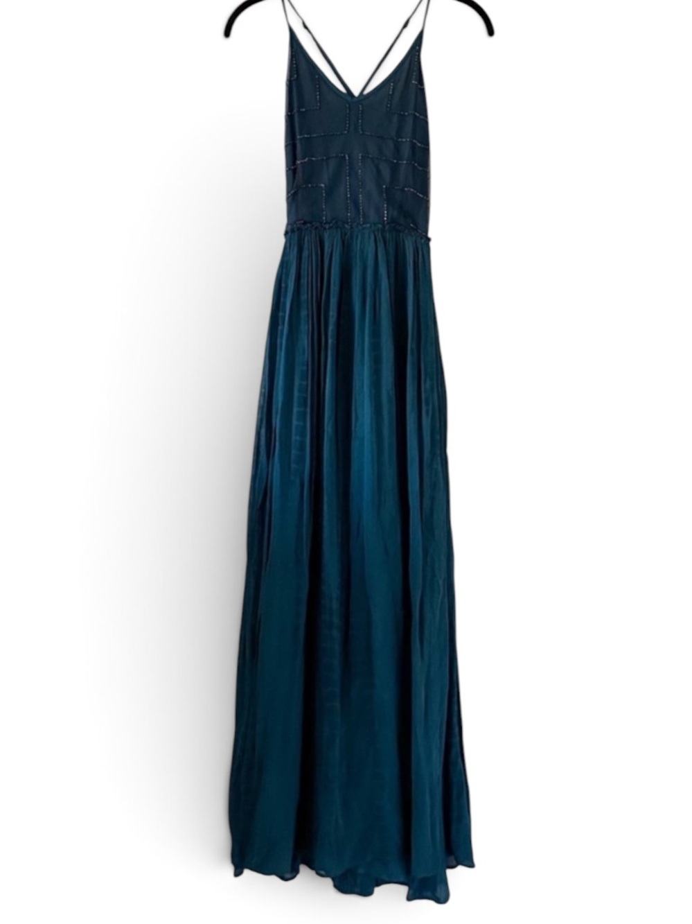 ❤️ Chan Luu Maxi Beaded Blue Gown Dress Size Small NWT
